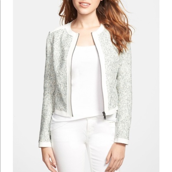 Elie Tahari Womens Lace Detail Collarless Blazer